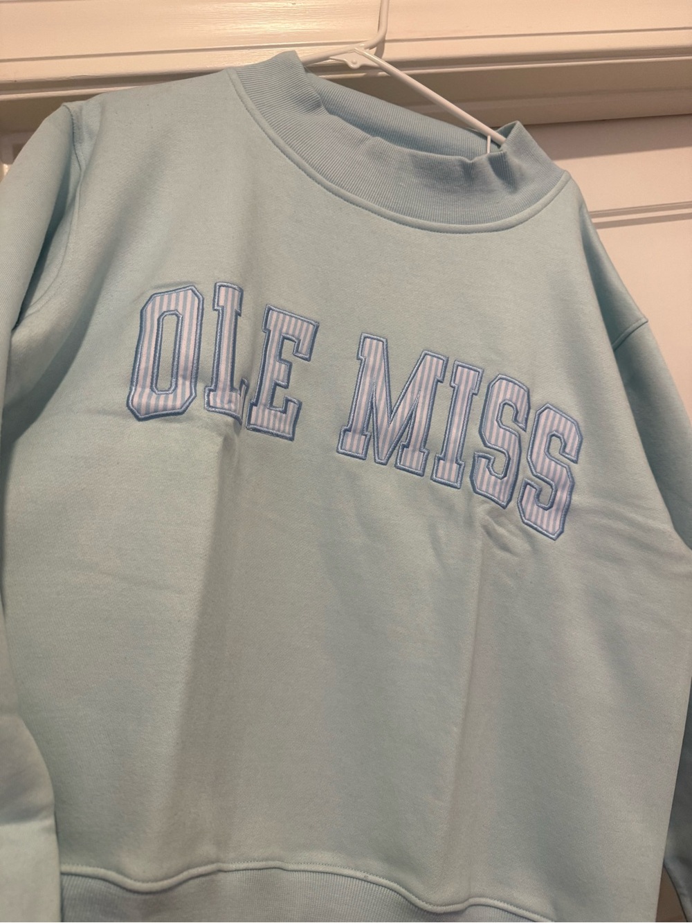Ole Miss Light Teal Mock Turtleneck Sweatshirt